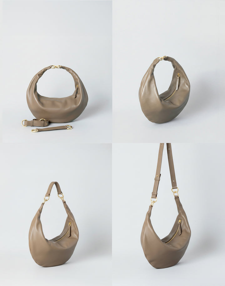 hyer goods ring bag convertible leather crescent bag#color_taupe