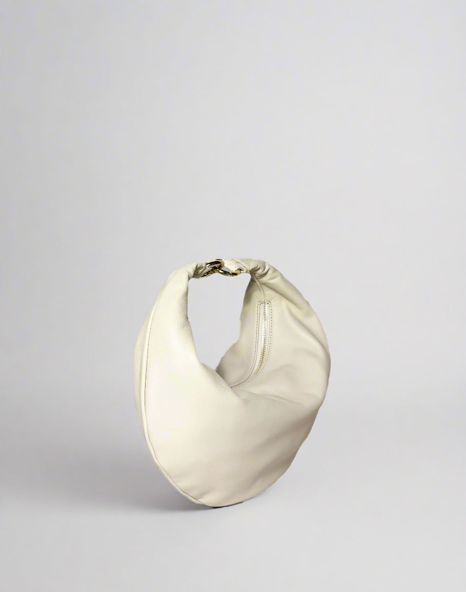 HYER GOODS convertible crossbody hobo  crescent bag Piccola ring bag #color_off-white