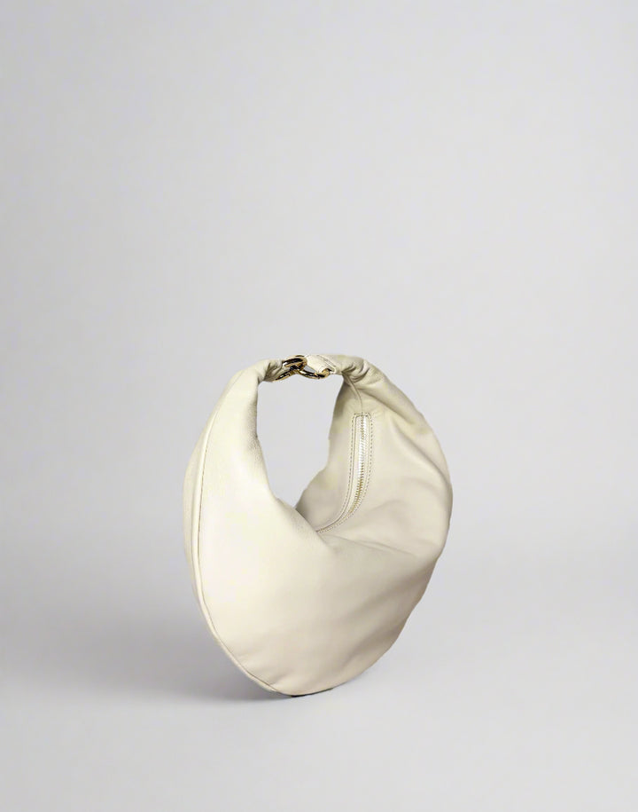HYER GOODS convertible crossbody hobo  crescent bag Piccola ring bag #color_off-white