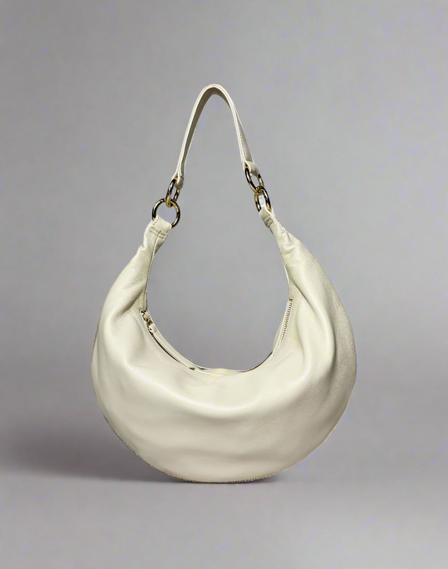 hyer goods ring bag convertible leather hobo bag#color_off-white