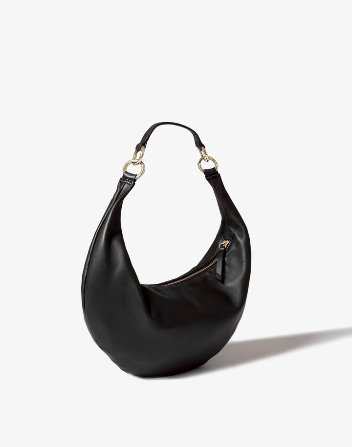 hyer goods ring bag convertible leather hobo bag#color_black-gold