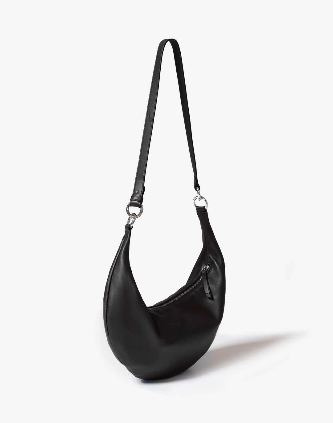 hyer goods ring bag convertible leather hobo bag#color_black-silver