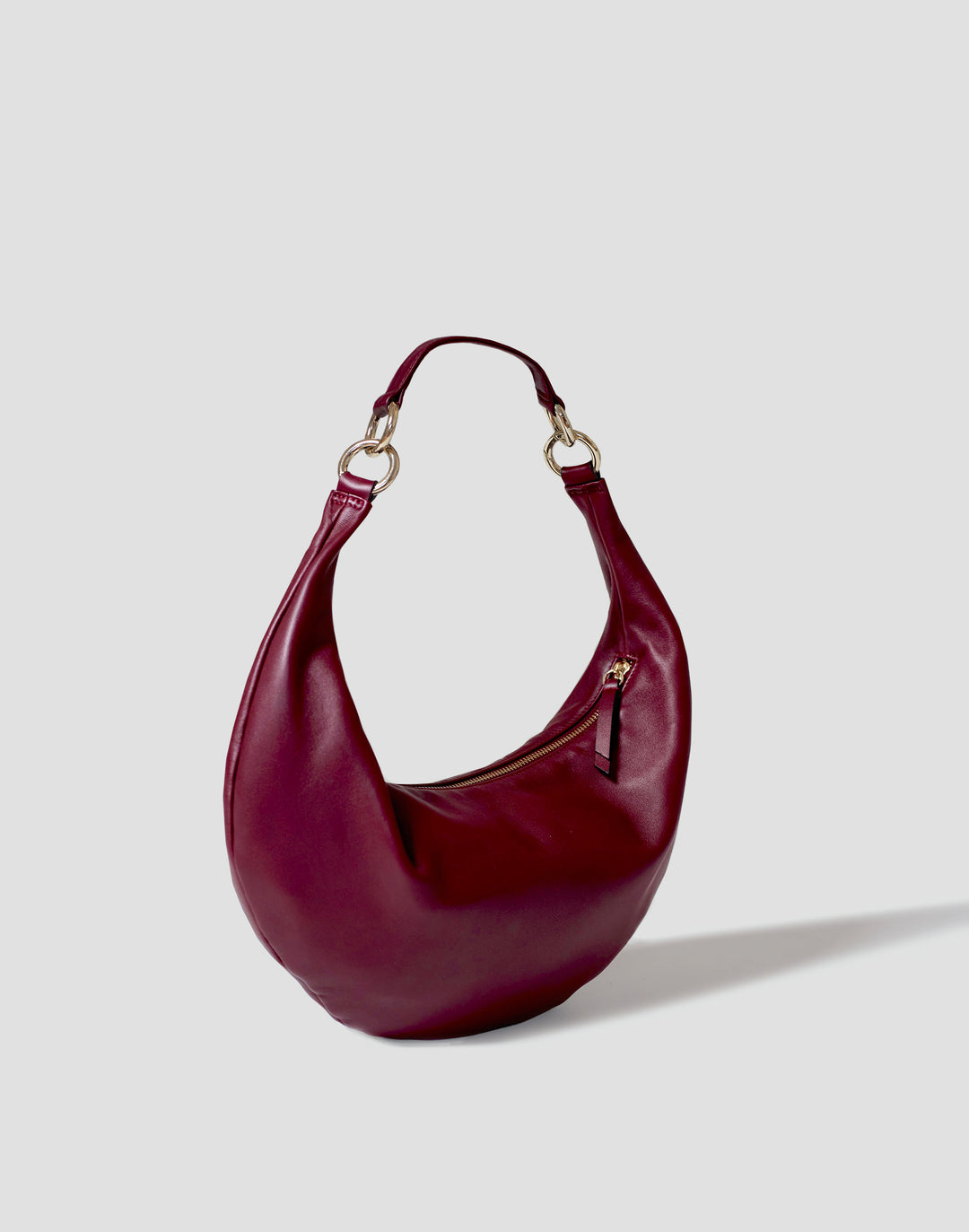 hyer goods ring bag convertible leather hobo crescent bag dark red#color_dark-cherry-red