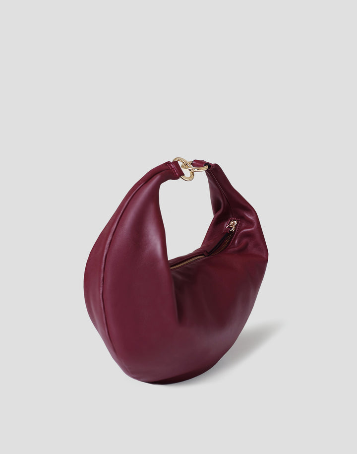 hyer goods ring bag convertible leather hobo crescent bag dark red#color_dark-cherry-red