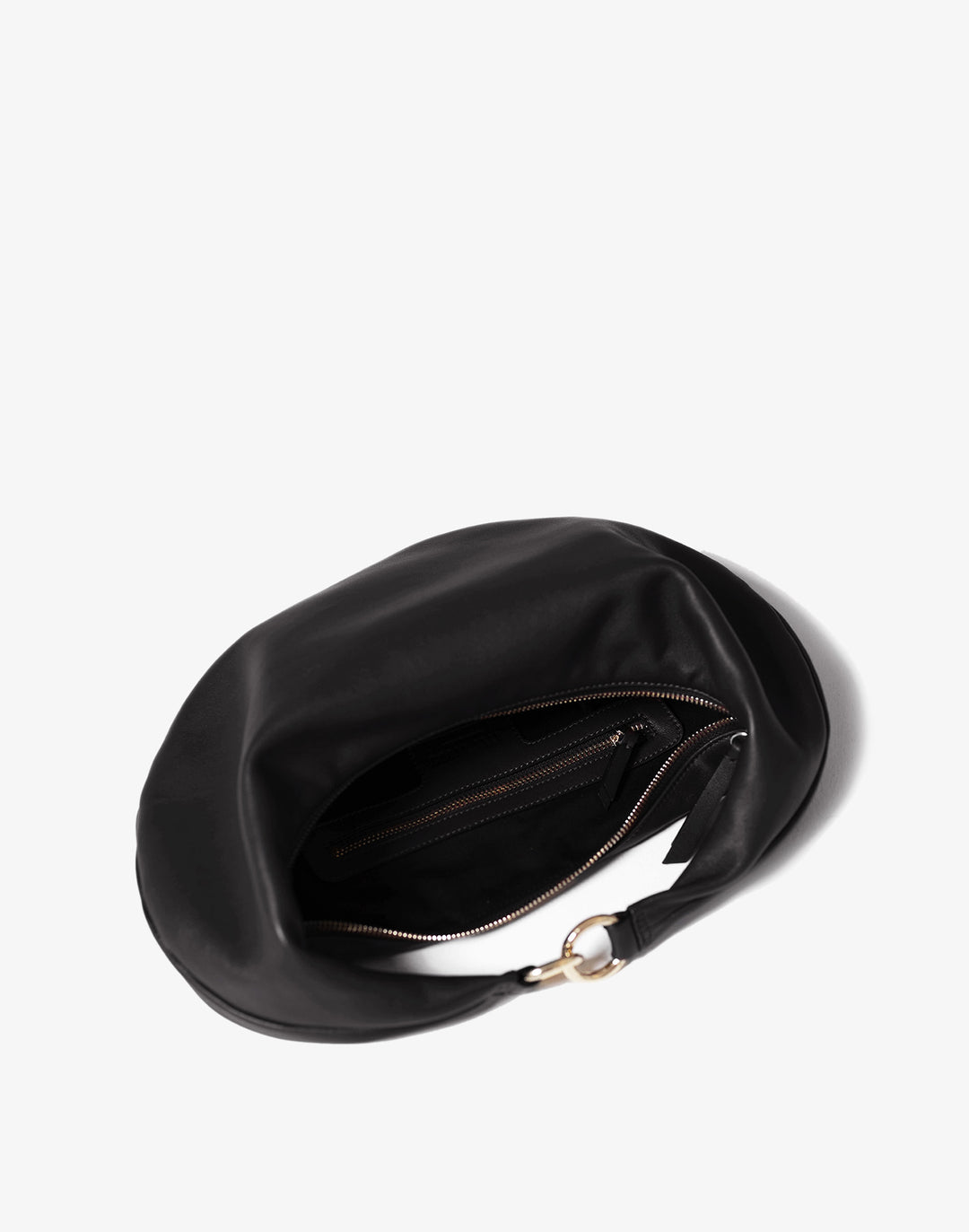 hyer goods ring bag convertible leather hobo bag#color_black-gold