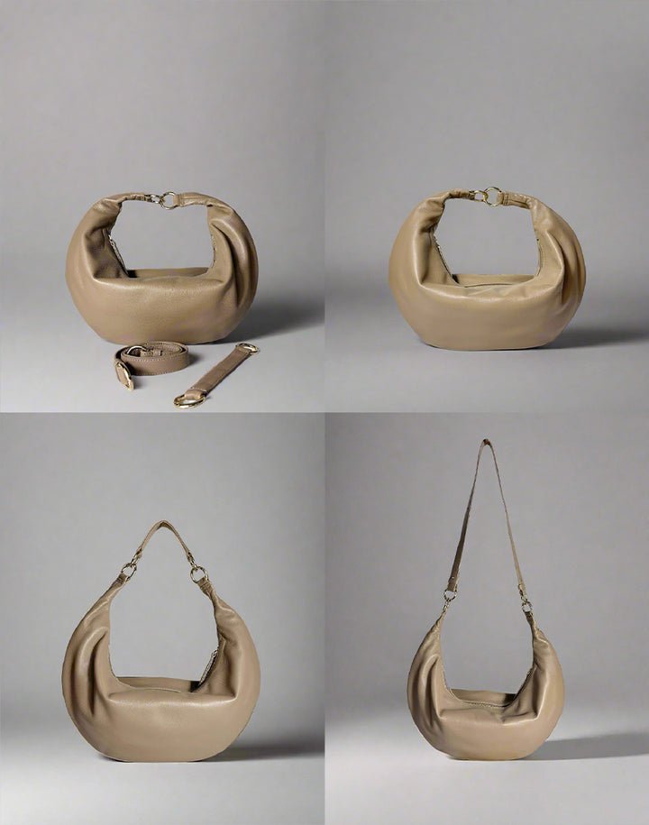 hyer goods ring bag convertible leather hobo bag#color_taupe