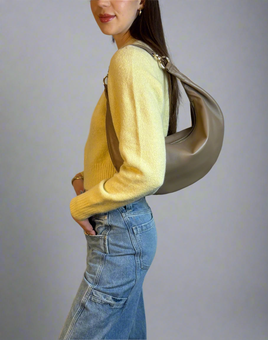 hyer goods ring bag convertible leather hobo bag#color_taupe