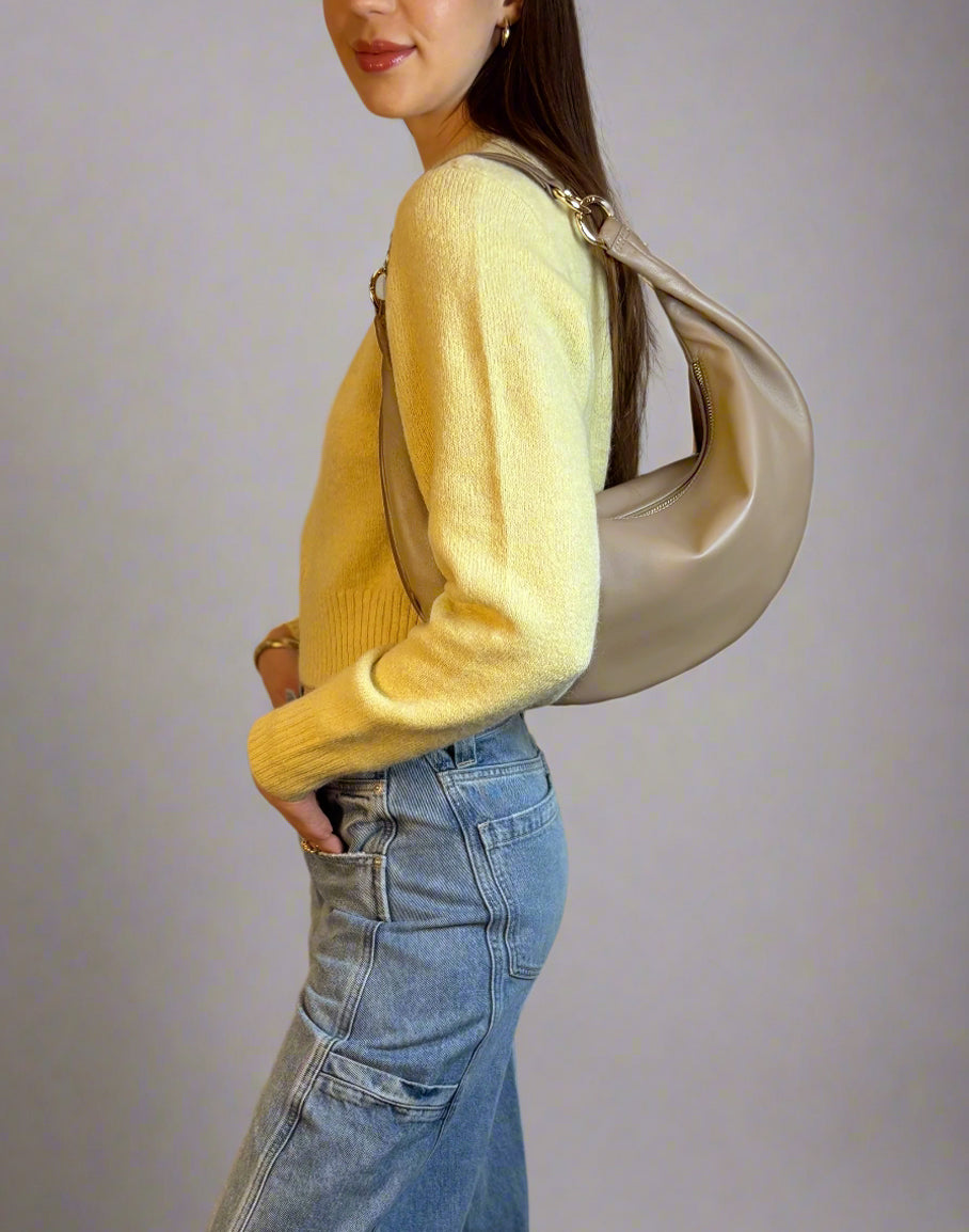 hyer goods ring bag convertible leather hobo bag#color_taupe