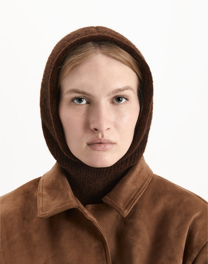 HYER GOODS alpaca wool balaclava hood #color_chocolate-brown