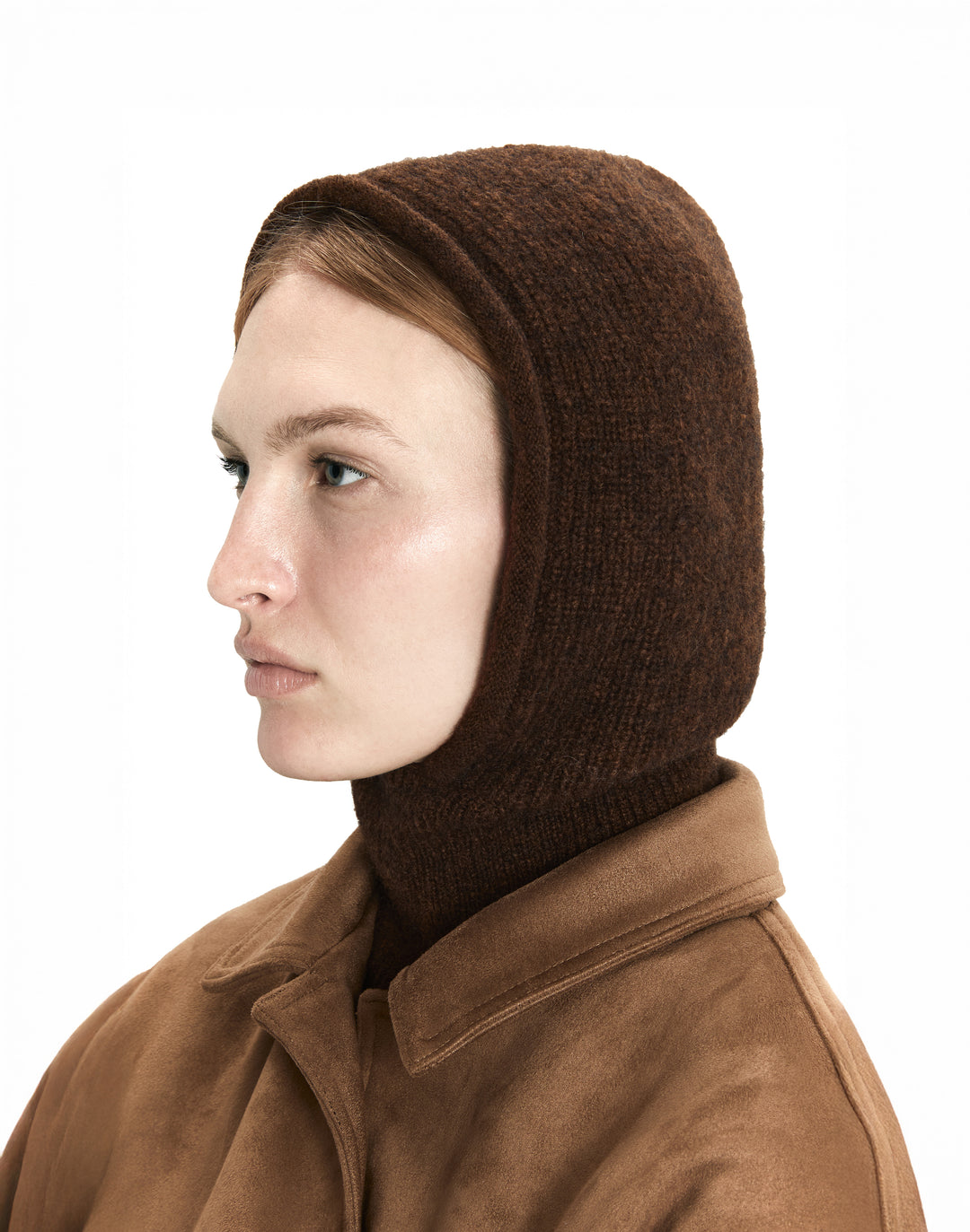 HYER GOODS alpaca wool balaclava hood #color_chocolate-brown