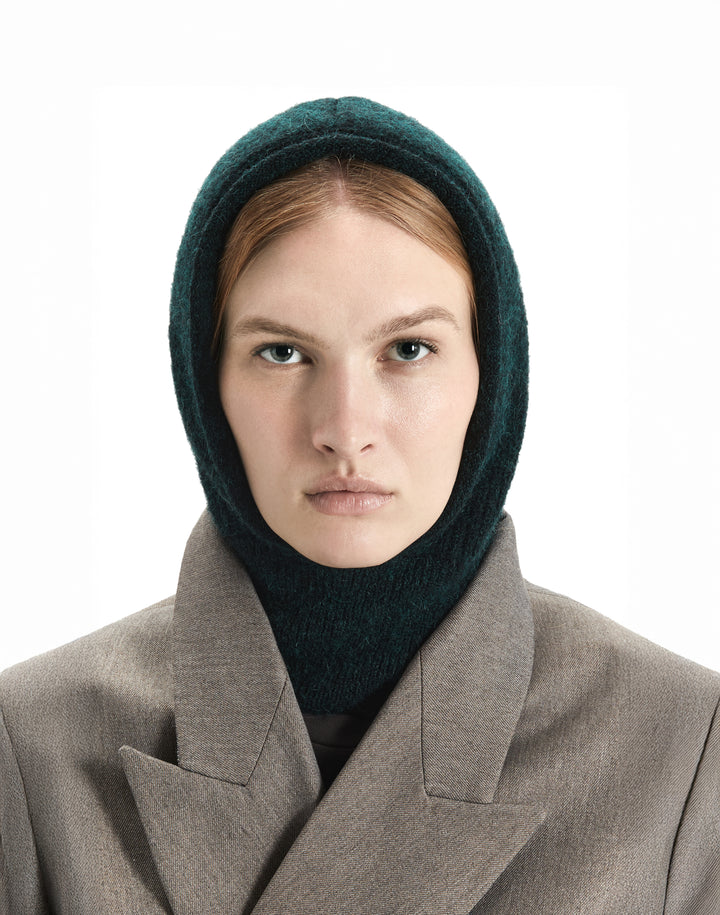 HYER GOODS alpaca wool balaclava hood #color_emerald