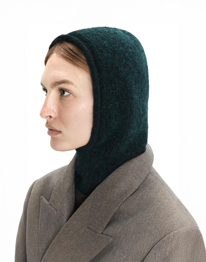 HYER GOODS alpaca wool balaclava hood #color_emerald