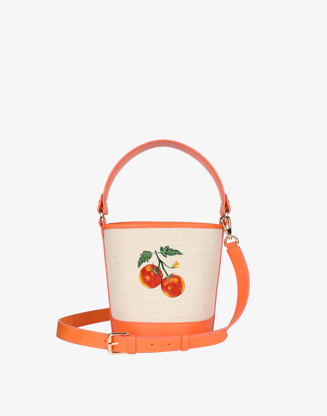 hyer goods summer cotton canvas mini bucket bag handpainted orange pasta farfalle #color_linen-orange #style_tomato