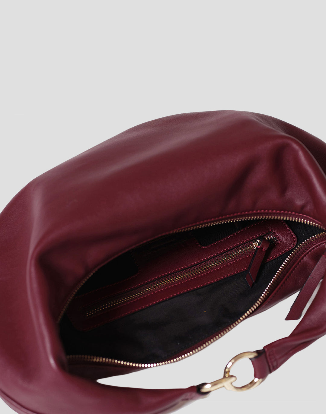 hyer goods ring bag convertible leather hobo crescent bag dark red#color_dark-cherry-red