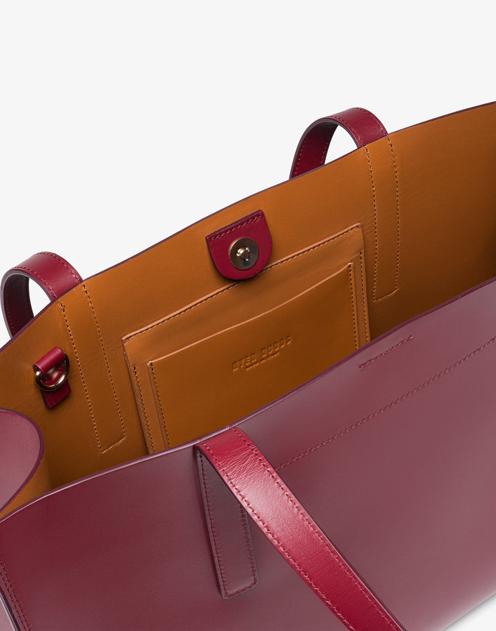 HYER GOODS Tolentino Tote in Burgundy #color_burgundy