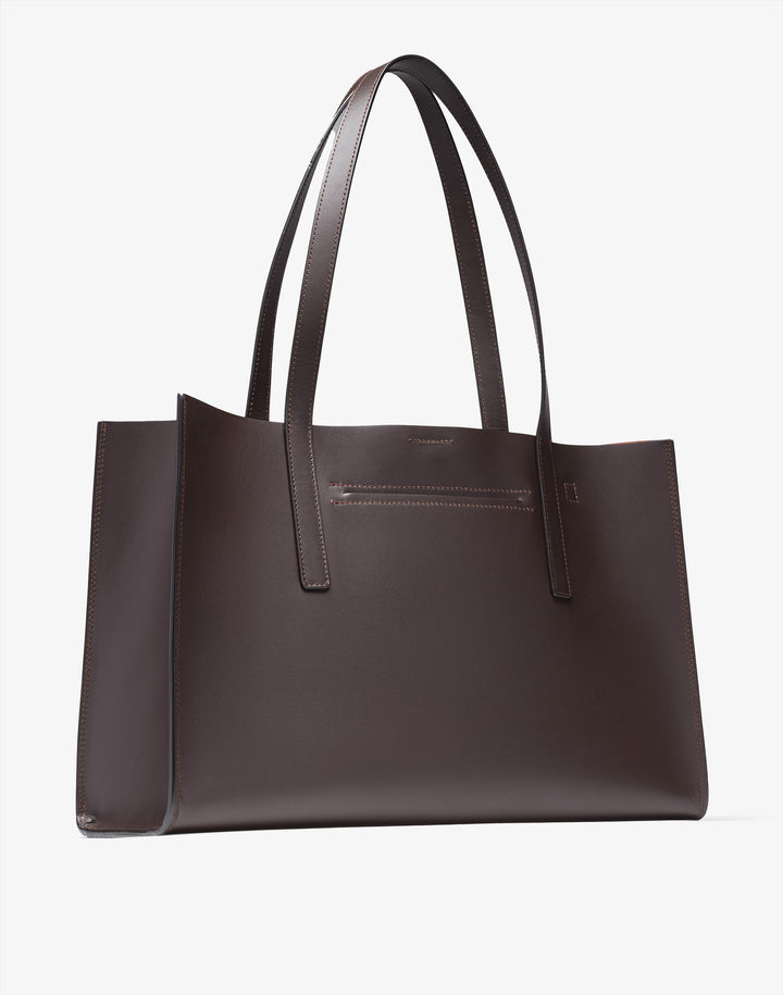 HYER GOODS Tolentino Tote in Dark Chocolate Brown #color_dark-chocolate