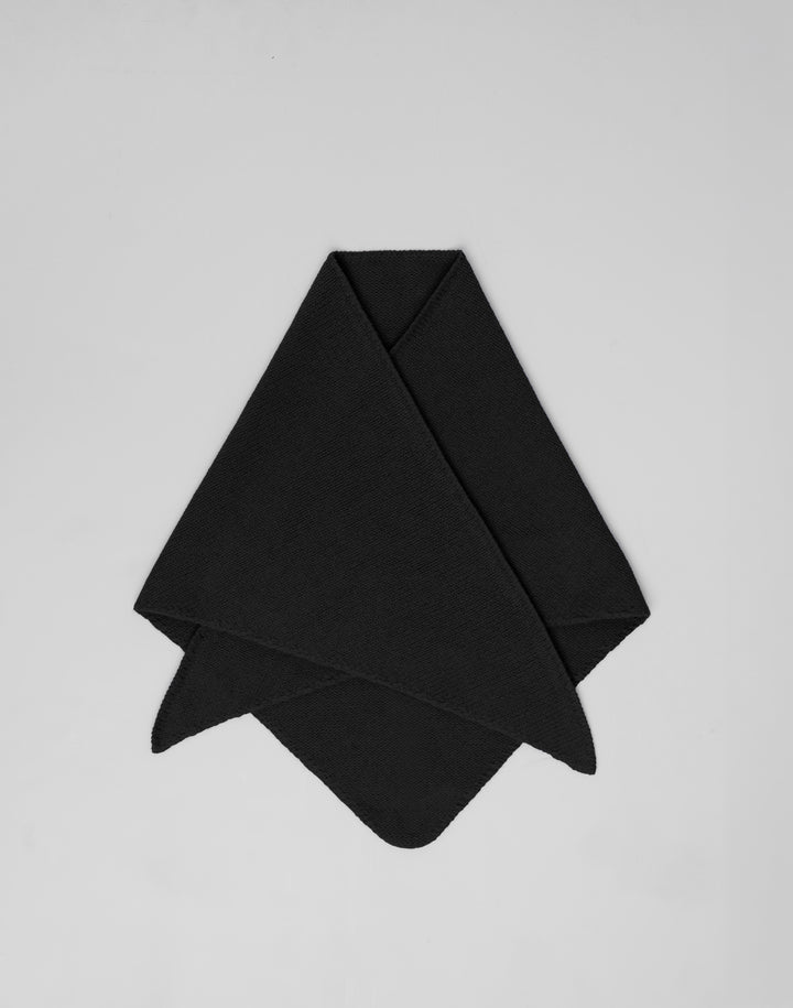 HYER GOODS black wool cashmere triangle bandana scarf knit from Italian luxury yarn #color_black