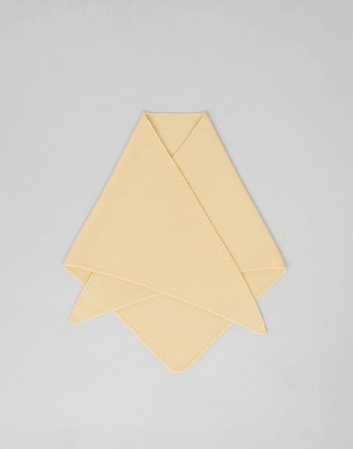 HYER GOODS butter yellow wool cashmere triangle bandana scarf knit from Italian luxury yarn #color_butter-yellow