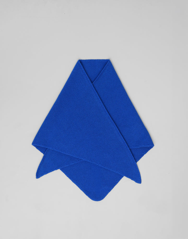 HYER GOODS bright blue wool cashmere triangle bandana scarf knit from Italian luxury yarn #color_cobalt