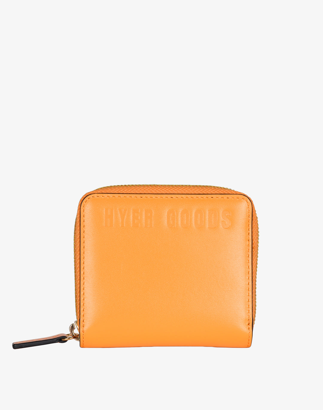 hyer goods recycled leather zip around wallet neon orange#color_neon-orange