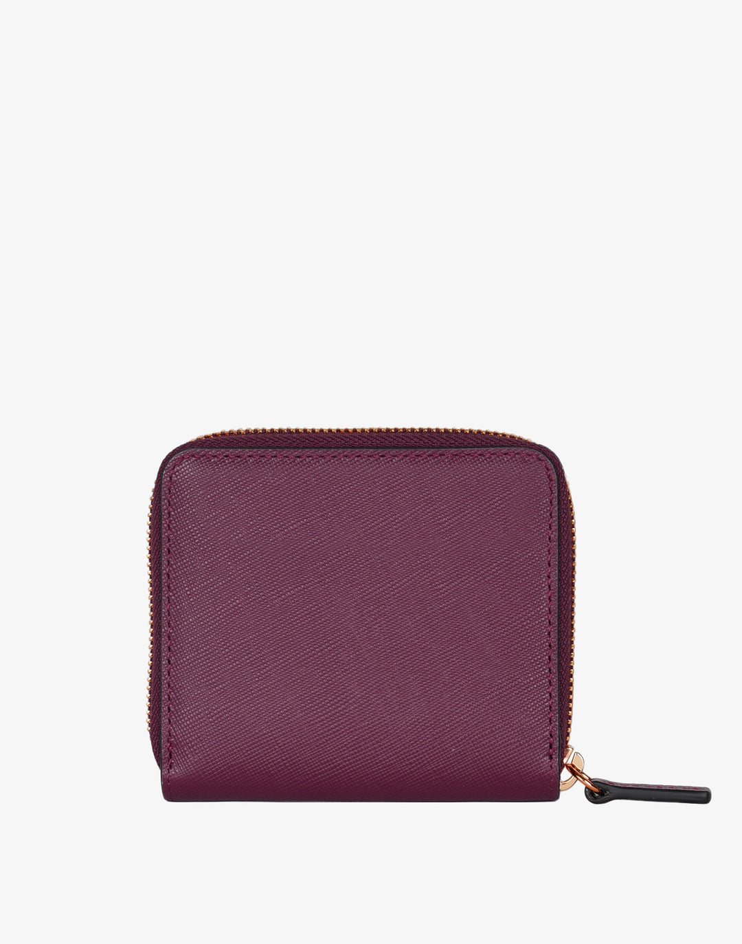 hyer goods recycled leather zip around wallet dark purple wine#color_wine-saffiano