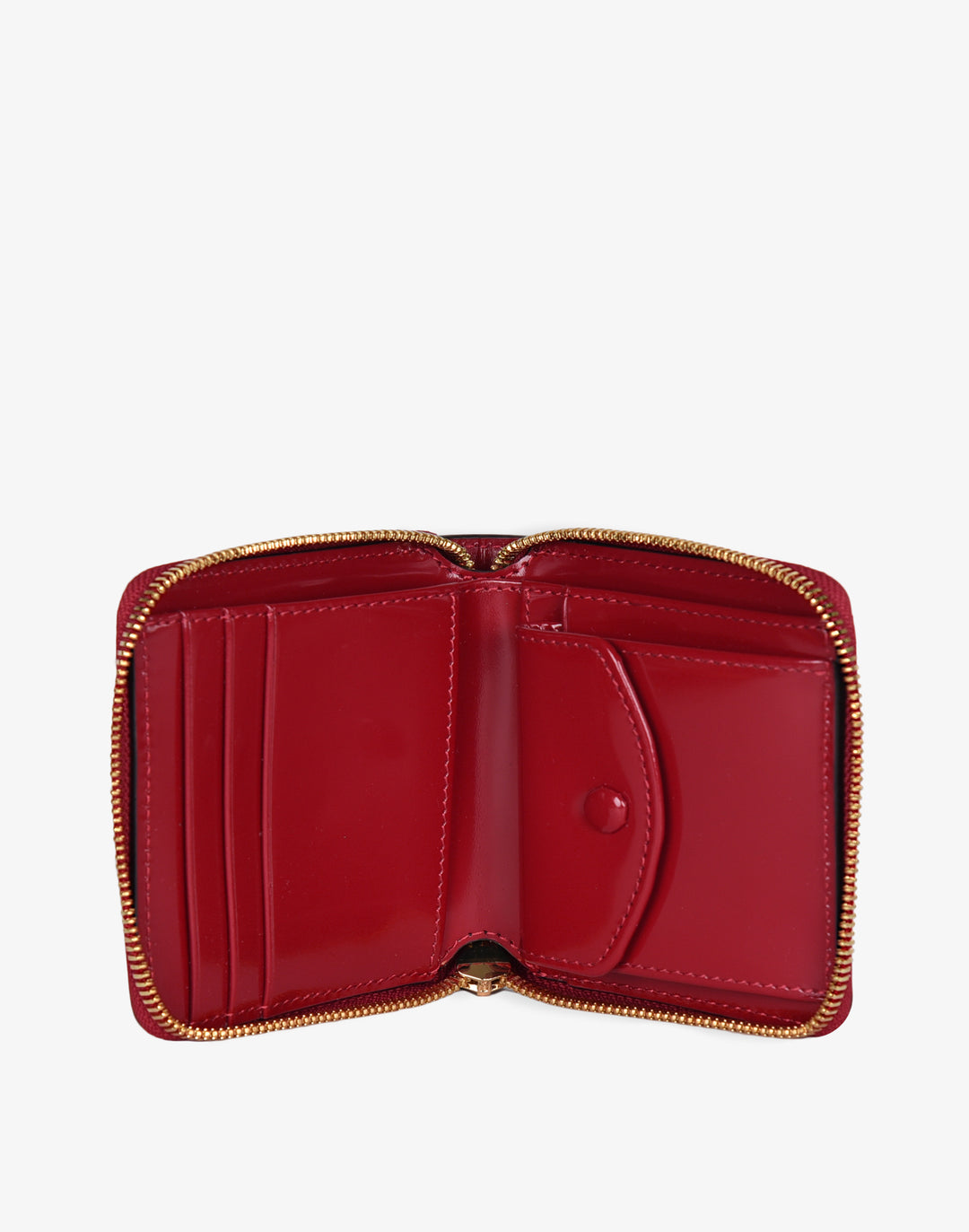 hyer goods recycled leather zip around wallet shiny red patent#color_glazed-red