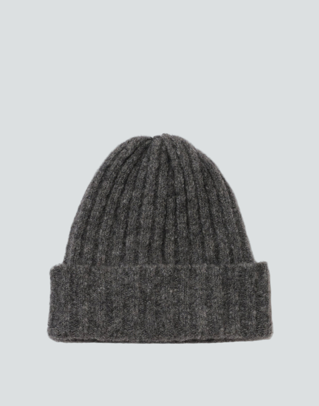 hyer goods alpaca wool rib beanie with folded cuff-grey