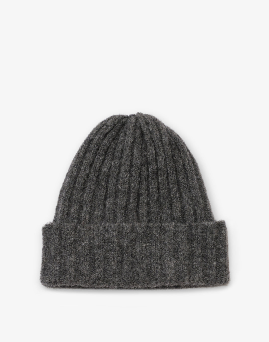 hyer goods alpaca wool rib beanie with folded cuff-grey