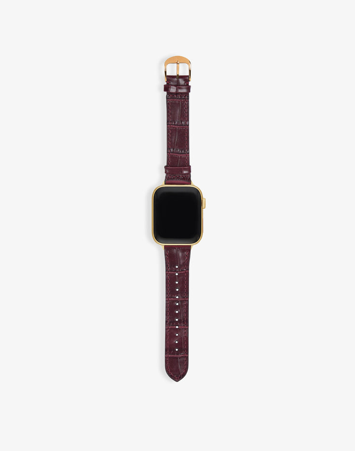Hyer Goods recycled leather Apple Watch Band burgundy crocodile #color_burgundy-croco 