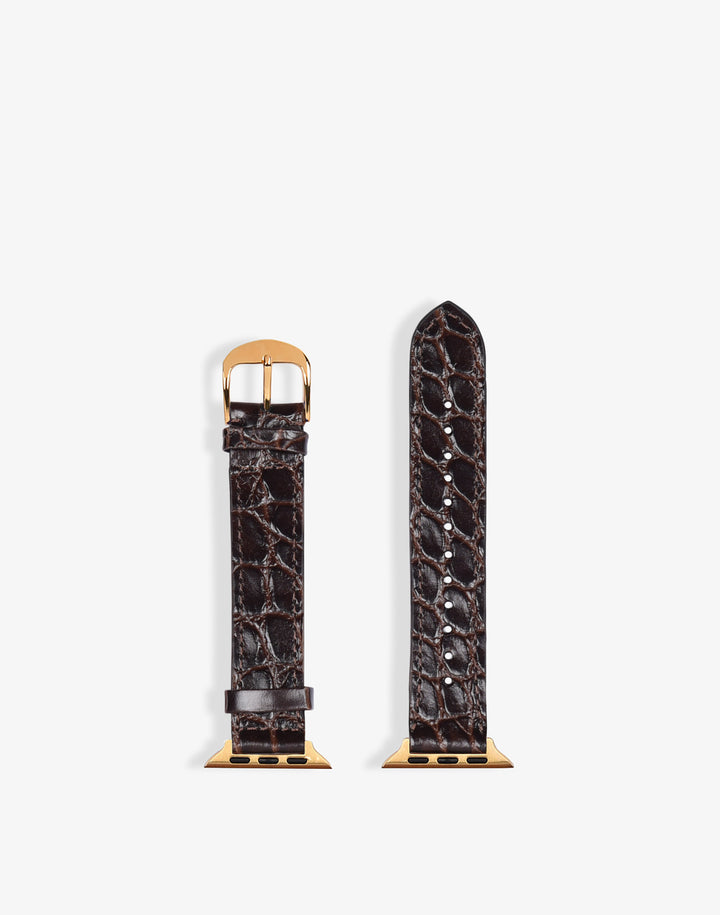 Hyer Goods recycled leather Apple Watch Band chocolate crocodile #color_choco-croco