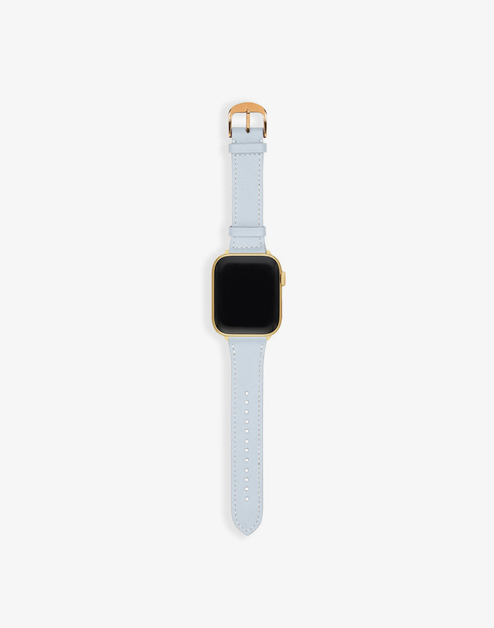 Hyer Goods recycled leather Apple Watch Band pale blue gold hardware 42/44/45/49mm #color_pale-blue