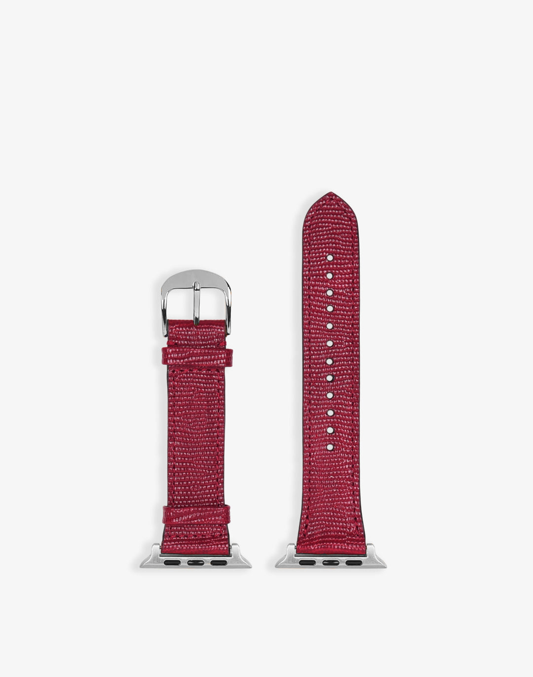 Hyer Goods recycled leather Apple Watch Band cherry red lizard silver hardware  42/44/45/49mm #color_cherry-red-lizard