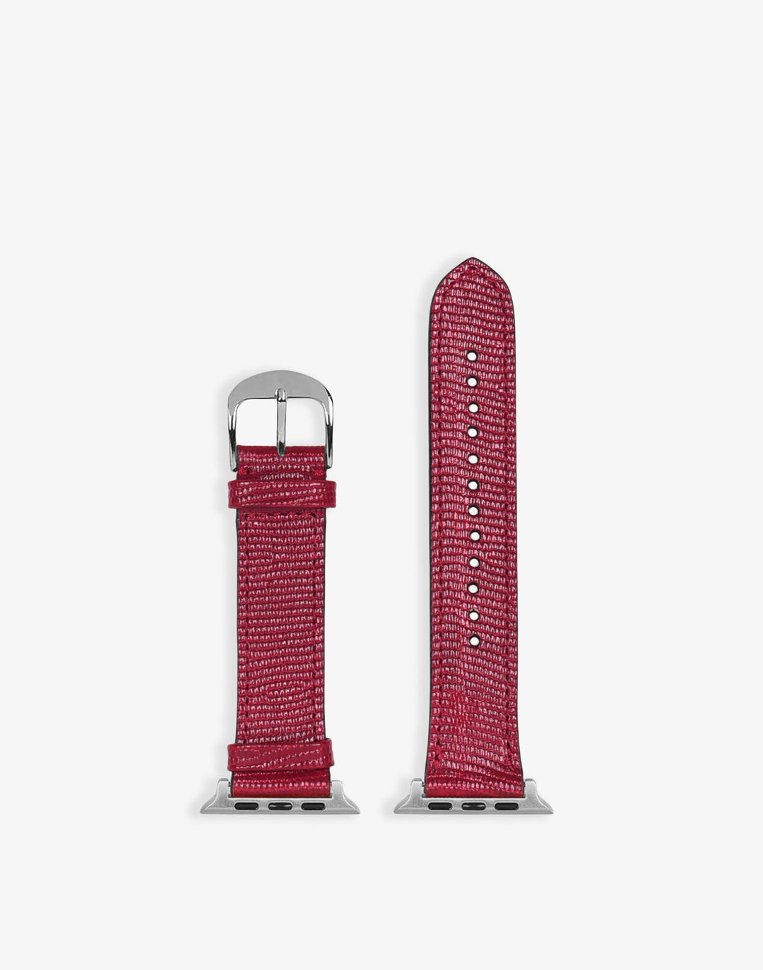 HYER GOODS apple watch band with silver buckle #color_cherry-lizard