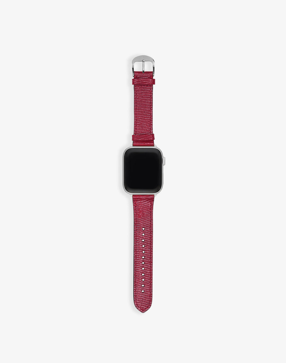 Hyer Goods recycled leather Apple Watch Band cherry red lizard silver hardware 38/40/41mm#color_cherry-red-lizard
