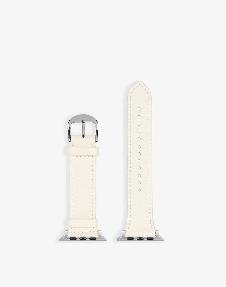 Hyer Goods recycled leather Apple Watch Band white silver hardware 38/40/41mm#color_white