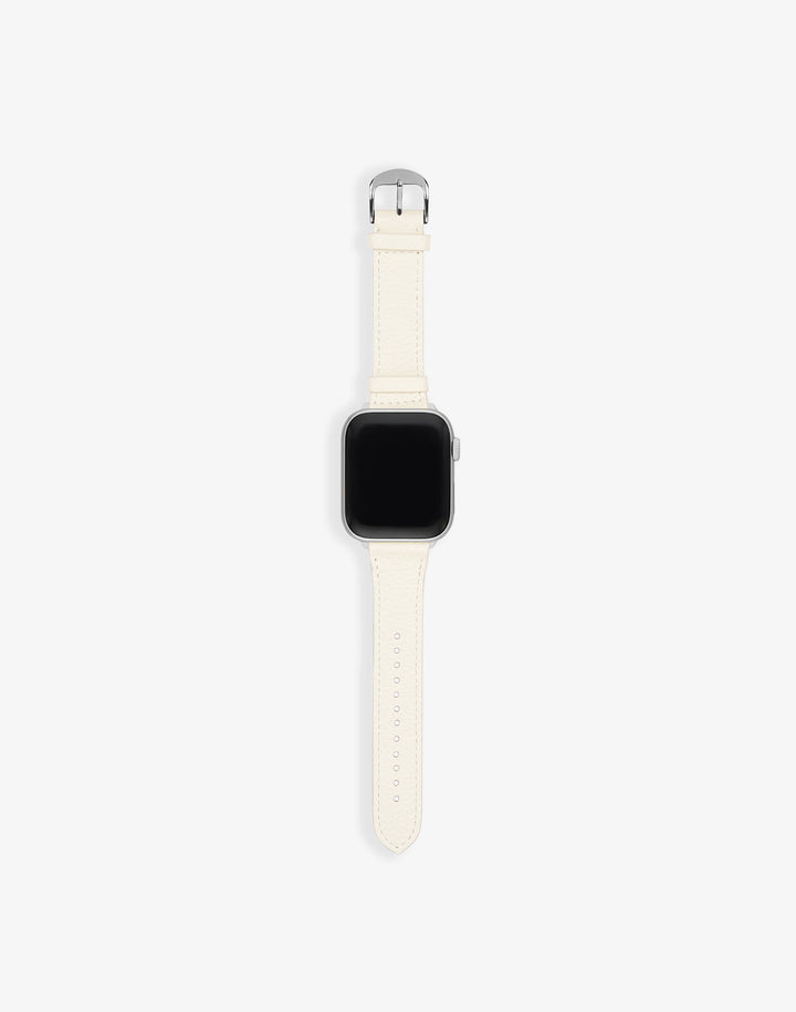 Hyer Goods recycled leather Apple Watch Band white silver hardware 42/44/45/49mm#color_white