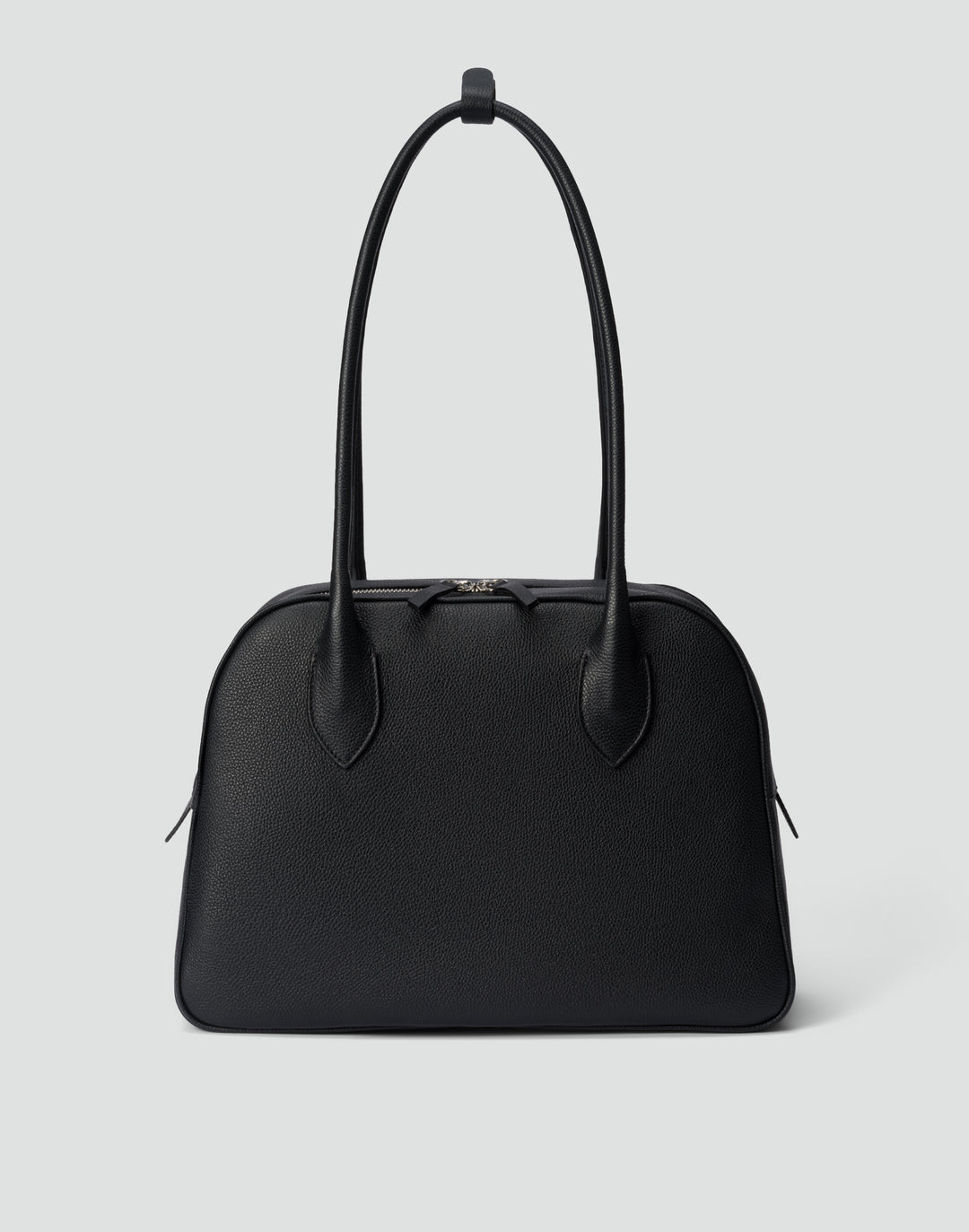 hyer goods autostrada leather zip top tote  bag#color_black-silver