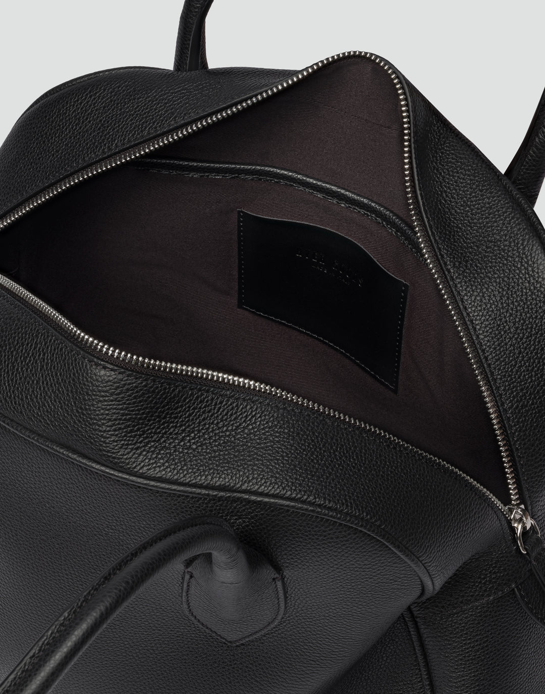 hyer goods autostrada leather zip top tote  bag#color_black-silver