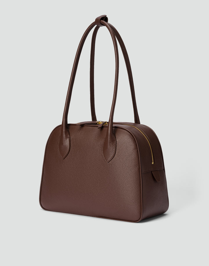 hyer goods autostrada leather zip top tote  bag#color_brown