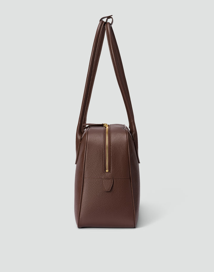 hyer goods autostrada leather zip top tote  bag#color_brown