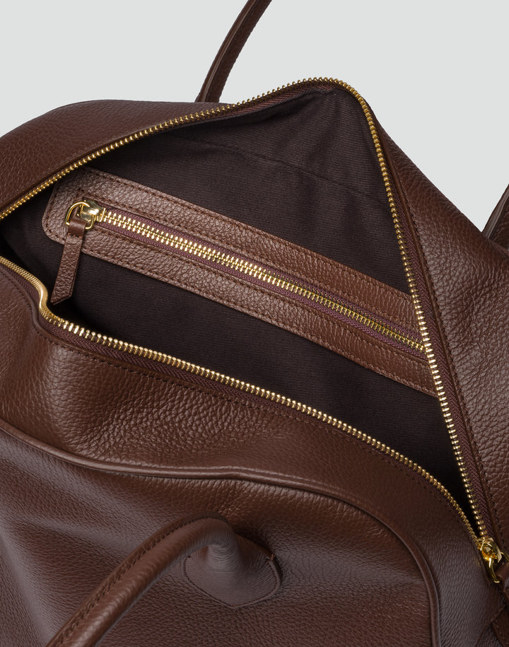 hyer goods autostrada leather zip top tote  bag#color_brown