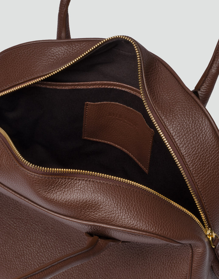 hyer goods autostrada leather zip top tote  bag#color_brown