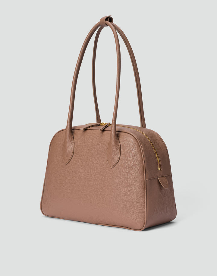hyer goods autostrada leather zip top tote  bag#color_taupe