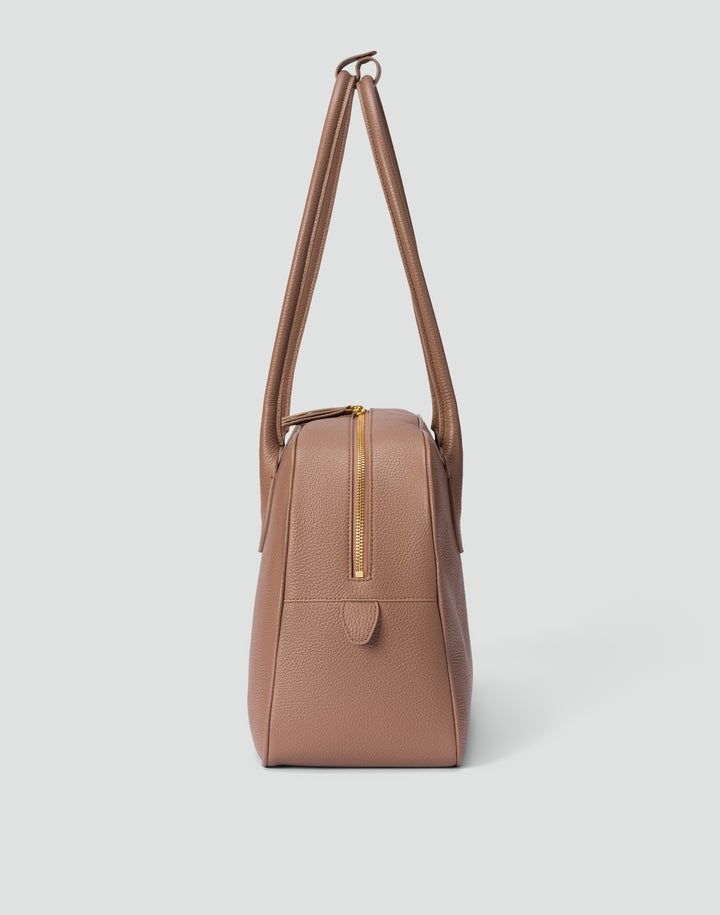 hyer goods autostrada leather zip top tote  bag#color_taupe