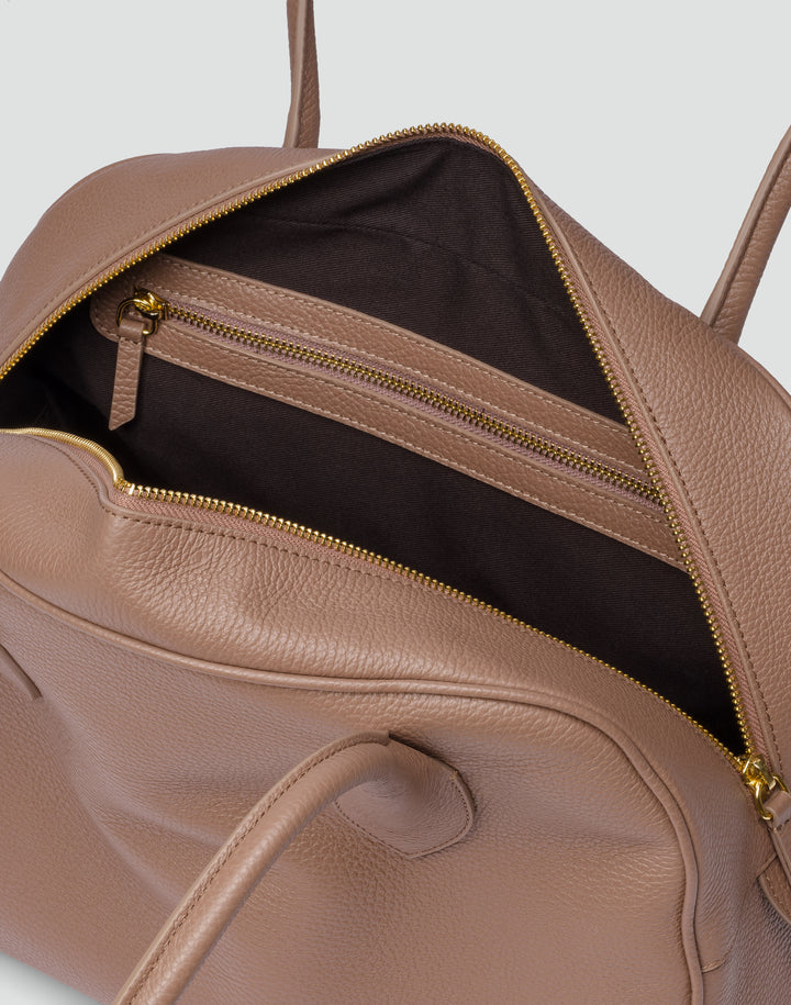 hyer goods autostrada leather zip top tote  bag#color_taupe