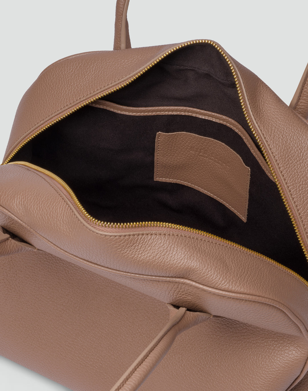 hyer goods autostrada leather zip top tote  bag#color_taupe