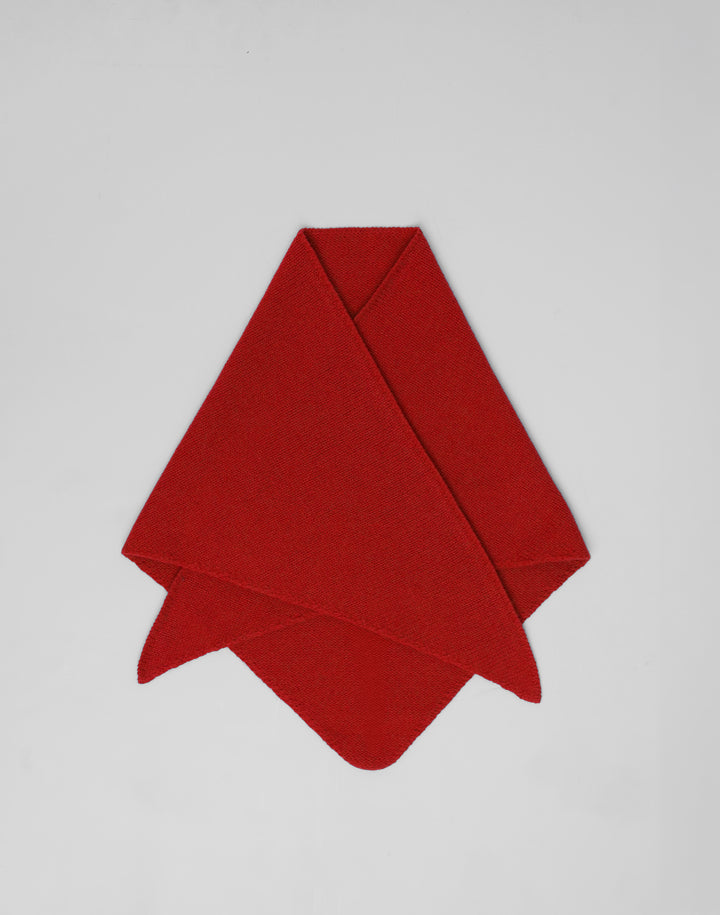 HYER GOODS red wool cashmere triangle bandana scarf knit from Italian luxury yarn #color_red