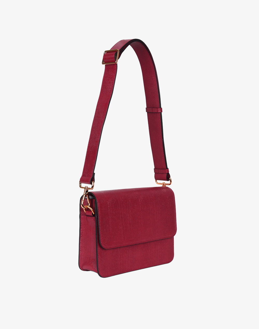 hyer goods recycled leather crossbody satchel bag cherry red lizard #color_cherry-red-lizard