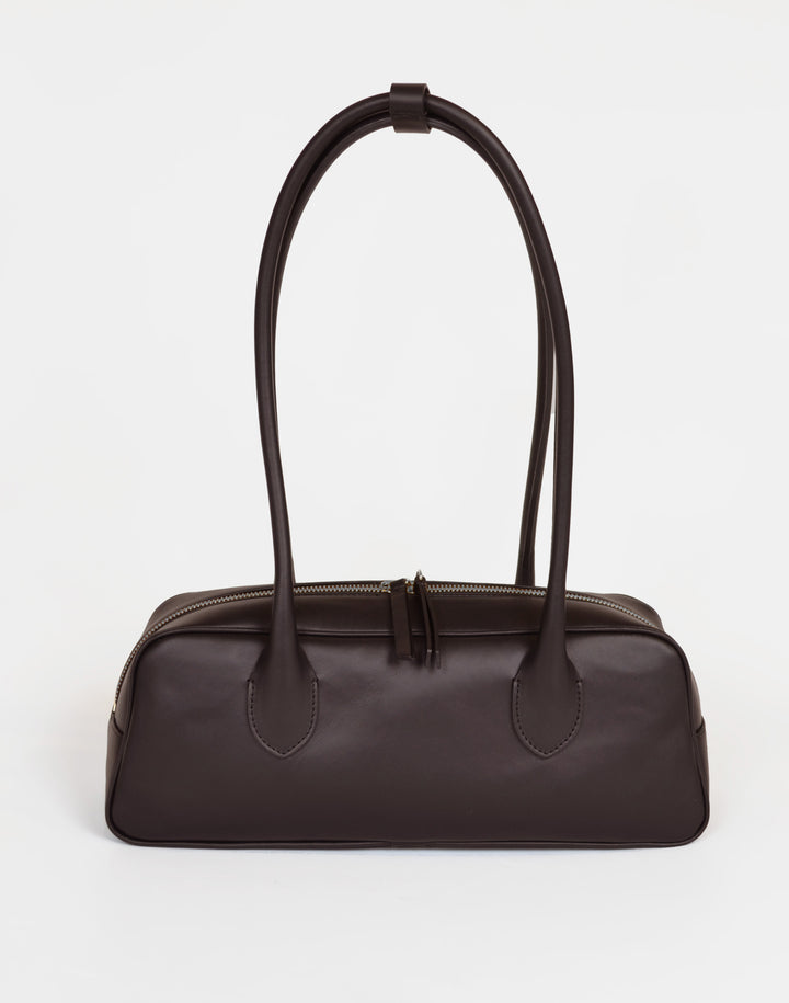 HYER GOODS La Strada East West Bag in chocolate brown #color_chocolate