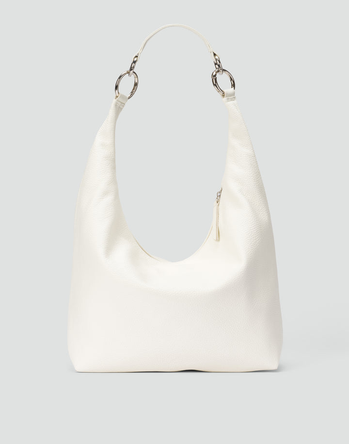 HYER GOODS tumbled leather oversized hobo ring bag brown#color_white